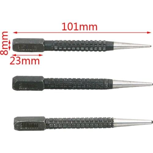 Center Pin Punch 3Pcs Non-Slip Center Pin Punch Set 3/32" High-carbon Steel Center Punch for Alloy Steel Metal Wood Drill Tool