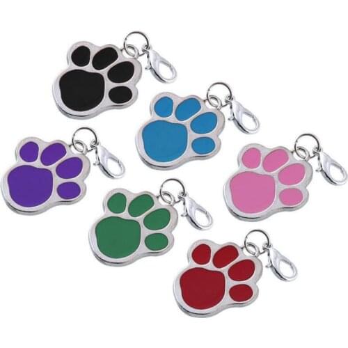 8 Colors Cat Dog Pet Name Brand Key Ring ID Card Keychain Puppy Paw Print Pendant Key Holder Wholesale Dog Tag LX8174