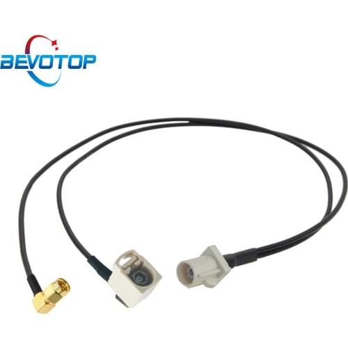 White Fakra B Male to SMA Male Right Angle + Fakra B Female 90 Degree Y Type Splitter Navigation GPS Antenna Extension Cables