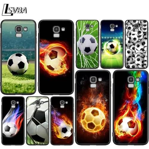 Fire Sport Football for Samsung Galaxy j8 j7 j6 j5 j4 j3 j2 Core Prime Star Duo Plus 2018 2017 2016 Black Phone Case