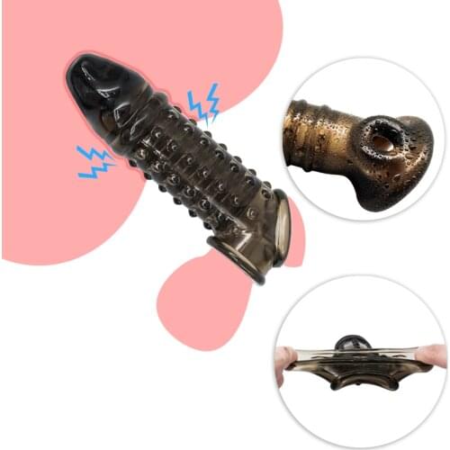 Adult Penis Sleeve Adjustable Silicone Dildo Ring Reusable Condom Penis Extender Delay Lasting Help Erection Sex Toys For Men