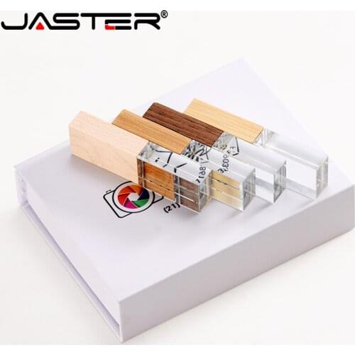 JASTER Crystal USB 2.0 128GB Wedding Gifts Flash Drive 32GB 64GB Over 10PCS Free Logo Pen Drive 100% Real Capacity Memory Stick