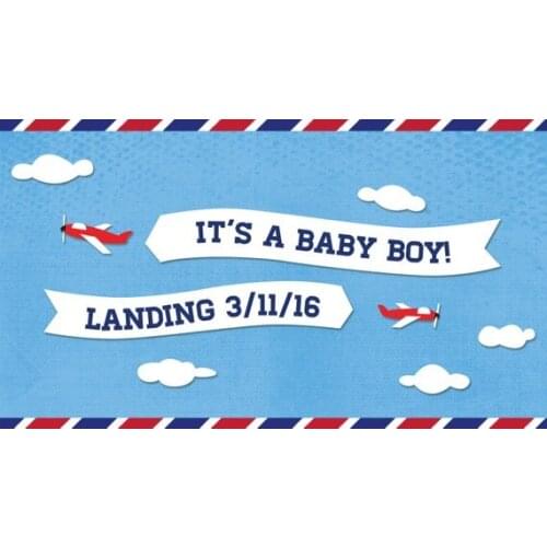 Custom Airplane boy Baby Shower White Clouds Blue Sky background Computer print children kids backdrop