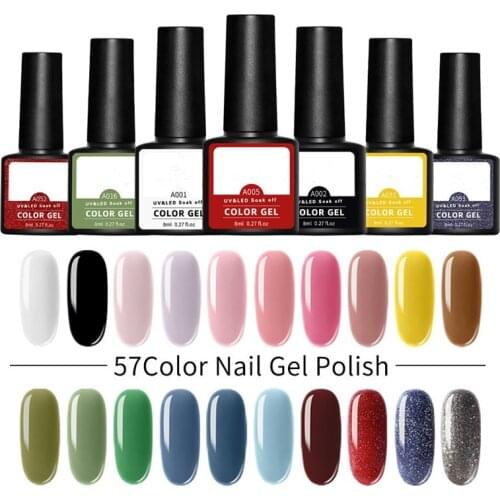 Nail Gel Polish 60 Colors Nail Gel 8ML For Baking Nail Art Manicure Semi Permanent Top Coat UV LED Gel Varnish