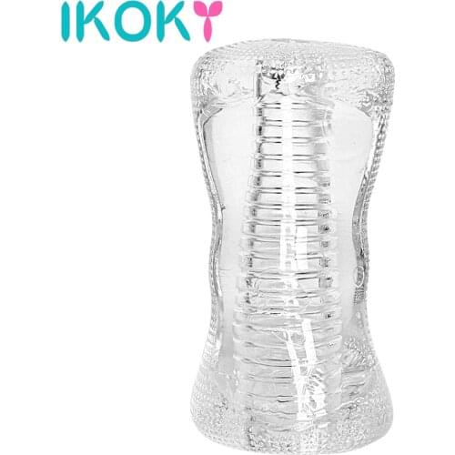 IKOKY Masturbation Cup Sex Toys for Men Transparent Vagina Adult Products Penis Trainer Delay Ejaculation Male Masturbator