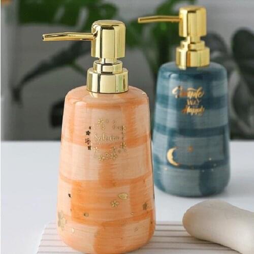 Ceramic ins wind hand washing bottle, bathroom shower bottle, toilet, bottled, pressed bottle, model room, emulsion bottle