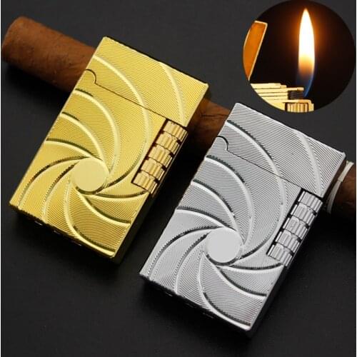 Creative charm rotary pattern metal inflatable lighter open flame cigarette lighter personalized grinding wheel lighter