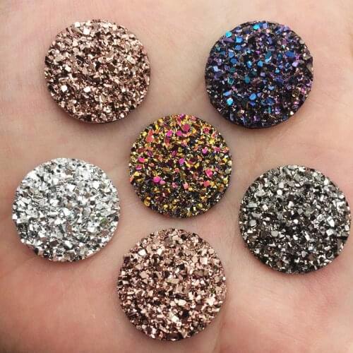 New 50pcs AB Resin 20mm Bling Ore Round Gem Flatback Rhinestone Scrapbook Ornaments DIY Wedding Appliques Craft SG56