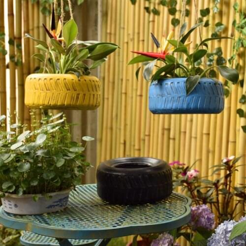 Small Tires Decorative Succulent Fleshy Flowerpot Plant Growth Big Caliber Creative Hanging Up Creativity Can Be Hung Flowerpots