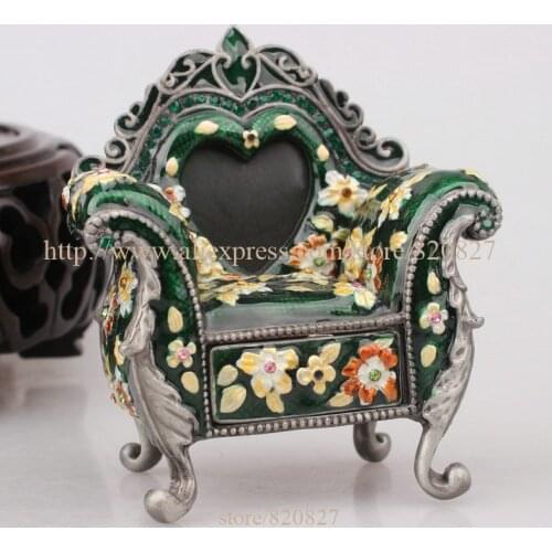 Miniature Chair Jewelry Trinket Box Bejeweled Royal Chair Pill Box Chair Shaped Collectible Jewelry Box Ring Organizer