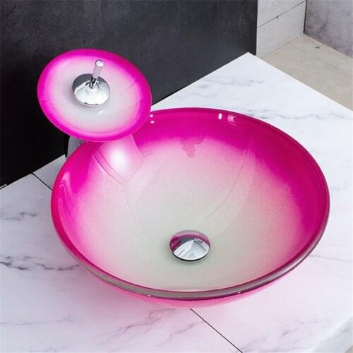 Nordic minimalist Tempered glass wash basin Round art above counter wash basin household bathroom washbasin
