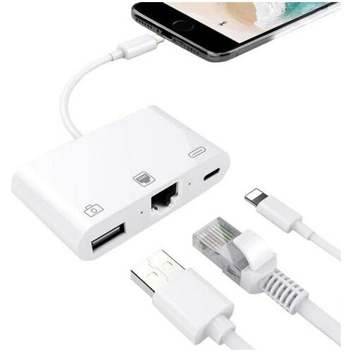 Mobile phone network cable converter for iPhone wired network card straight cable network cable connector with charging