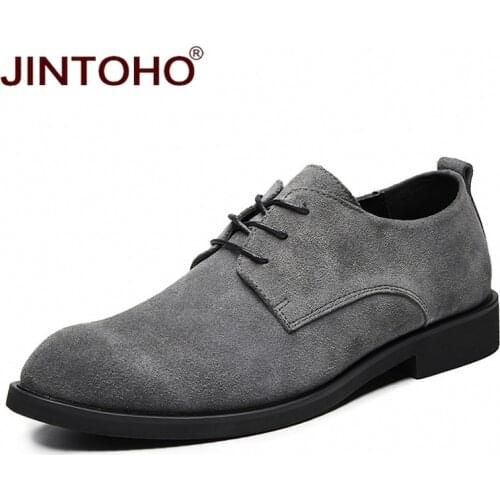 JINTOHO Big Size Male Leather Shoes Fashion Casual Leather Shoes For Men Cow Suede Brand Leather Shoes 2019 Men Flats