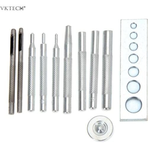 New 11Pcs Snap Rivet Fastener Buttons Installation Tool Kit For DIY Leather Crafts Hand Punch Tool Set DIY Material Accessories