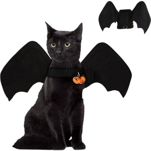 2020 New Halloween Pet Dog Costumes Clothing Black Bat Wings Pet Gift Dress Vampire Black Cute Fancy Halloween Pet Costumes