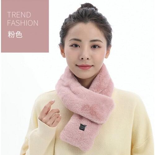 2021newimitation rabbit hair heating scarfUSBwinter warm heating scarf to protect cervical spine charging scarf for menandwomen