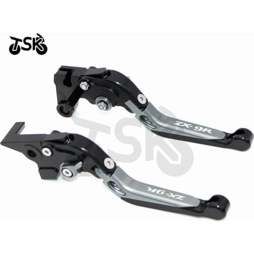 Logo(ZX-9R) Green+Titanium CNC New Adjustable Motorcycle Brake Clutch Levers For Kawasaki ZX9R ZX-9R 1998 1999