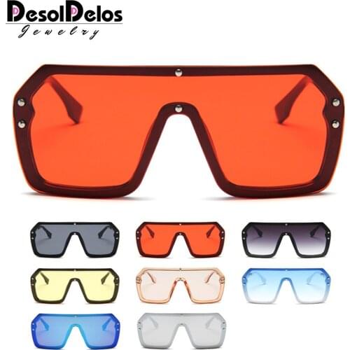 Red Black Oversized Square Sunglasses Men New 2019 One Piece Lens Big Frame Sun glasses For Women UV400 Silver Mirror