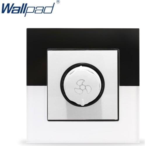 Fan Switch Wallpad Crystal Glass Panel 110V-250V Glass UK EU Standard Fan Speed Rotation Regulator Control Switch