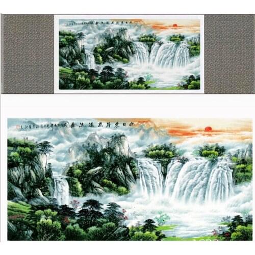 Landscape art painting Mountain and River art painting top quality silk scroll painting