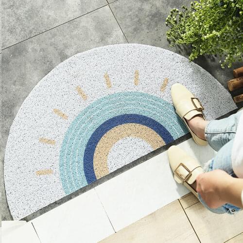 Semicircular Entrance Doormat PVC Welcome Mats Non-slip Bath Mats Ins Area Rugs for Kitchen Hallway Removal Floor Rugs