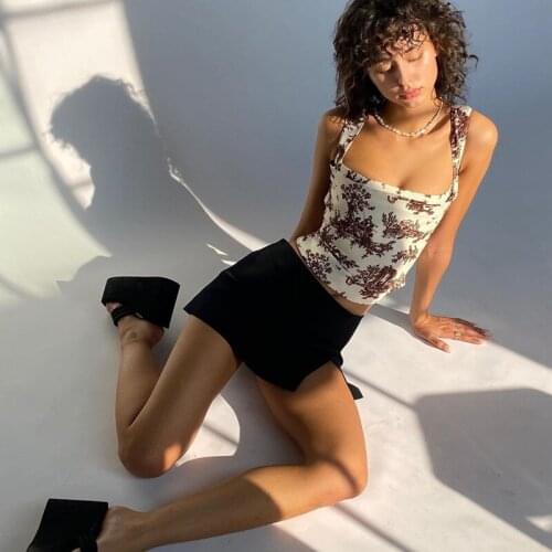 Fashion Summer Crop Top Women 2021 Aesthetic Print Sleeveless Feminino Tank Top Club Party Backless Corset Top Vest Streetwear