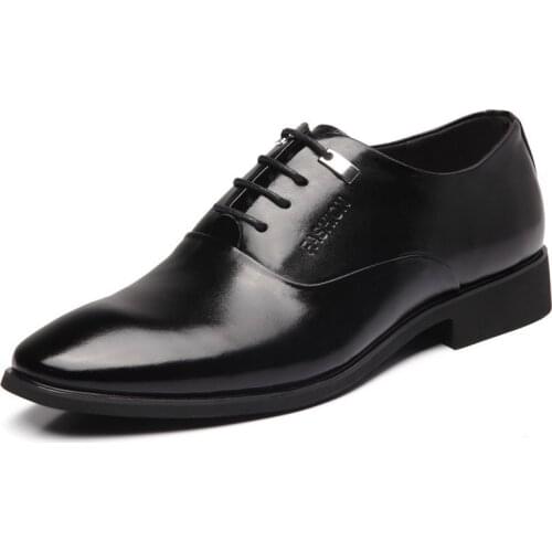 Mens Height Increasing Shoes Genuine Leather Classic Elevator 6CM Formal Dress Shoes Male Wedding Business Oxford Shoes For Men