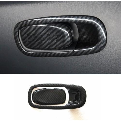 Carbon fiber/ abs chrome car co-pilot storage box handle trims for volvo xc60 xc90 s90 2017 2018 2019