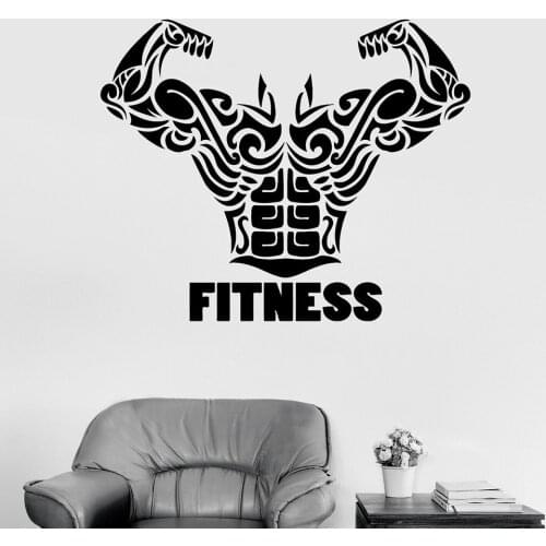 Fitness Center Sign Vinyl Wall Decal Word Gym Bodybuilding Sports Stickers for Garage Boy Men Bedroom Wallpaper New Arrival A589