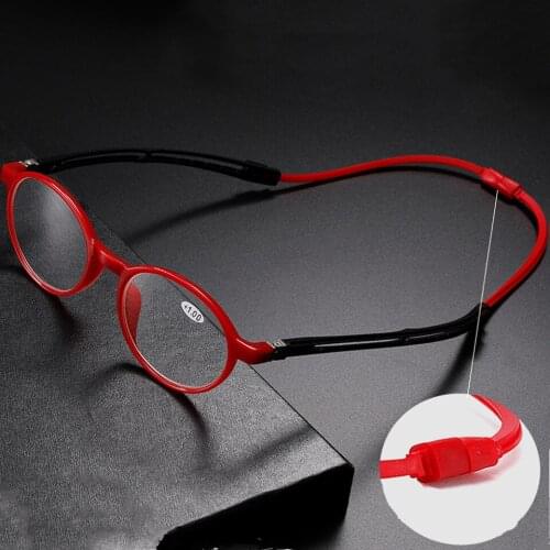 High-end latest retractable leg hanging neck TR reading glasses for men and women
