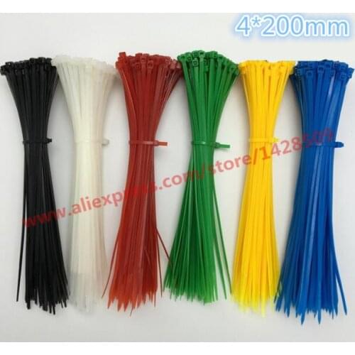 High Quality 3*100Pcs/bag 4X200MM Self-Locking Colorful Factory Standard Self-locking Plastic Nylon Cable Ties,Wire Zip Tie