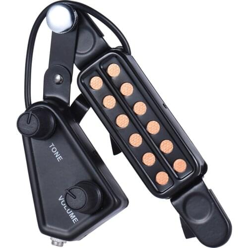 12-hole Acoustic Guitar Pickup Sound Hole Pickup Magnetic Transducer with Tone Volume Controller Audio Cable guitar accessories