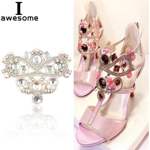 1pcs Bridal Wedding Party Shoes Accessories High Heels Shoes DIY Manual Rhinestone flower Sandals Shoe Decorations Pearl Patches