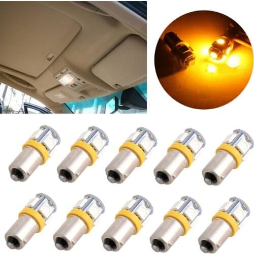 1Pc T11 BA9S 5050 5-SMD LED Bulb Car Lamp 12V T4W 3886X H6W 363 Yellow Light E7CA