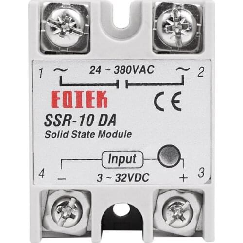 Solid State Relay DC-AC 10A 25A 40A 12V 3-32V DC TO 220V 24-380V AC Load Single Phase SSR for Temperature Control