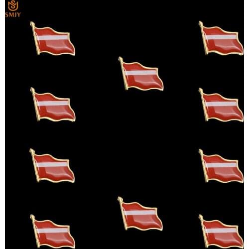 10PCS European National Emblem Souvenir Badge Latvia Flag Painted Safety Buckle Lapel Brooch Pin Collection