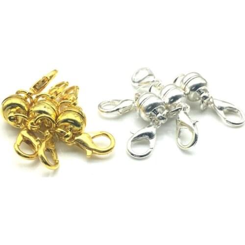 10pcs/Lot Gold And Silver Metal Magnet Clasp And Lobster Clasp Silver-Plated Necklace Bracelet Link Accessories Button P-114