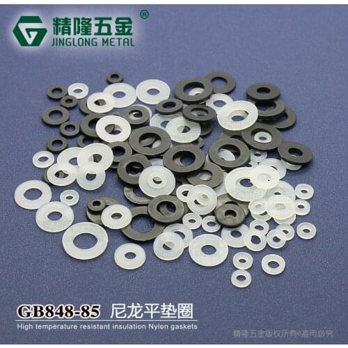 100pcs M2 M2.5 M3 M4 M5 M6 M8 M10 M12 White Black Plastic Nylon Flat Washer Plane Spacer Insulation Gasket Ring For Screw Bolt