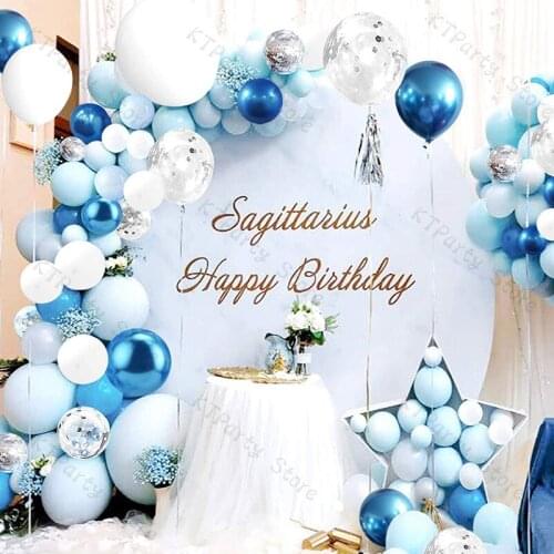 119pcs Macaron Blue White Balloons Garland Kit Wedding Decoration Silcer Confetti Balloon Arch Birthday Party Baby Shower Decor