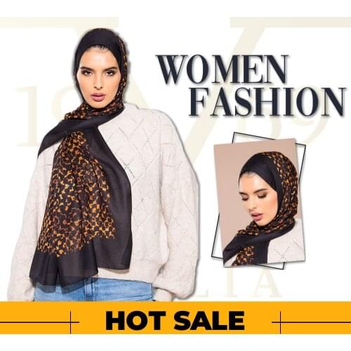 2020 Hot Sale Women 90x200 cm Black & Orange Pavia Shawl Silky Scarf Muslim Hijab Wrap Female Neck Warm Headband Face Mask Lady