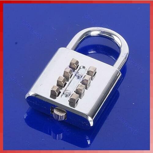 4 Digit Push Button Combination Number Luggage Travel Code Lock Padlock Silver