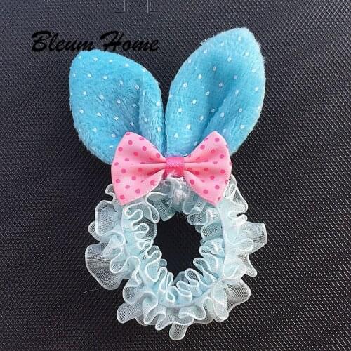 Bleum Home 2pcs girls present Rabbit Ears Hair Band Children Kids bow bows Scrunchies Elastic Hair Band For Girl Rubber Band