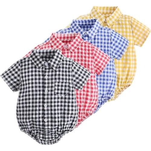Brand Fashion Newborn Kids Baby Girls Plaid Romper Jumpsuit Casual Baby Clothes Outfit Set 0-3T
