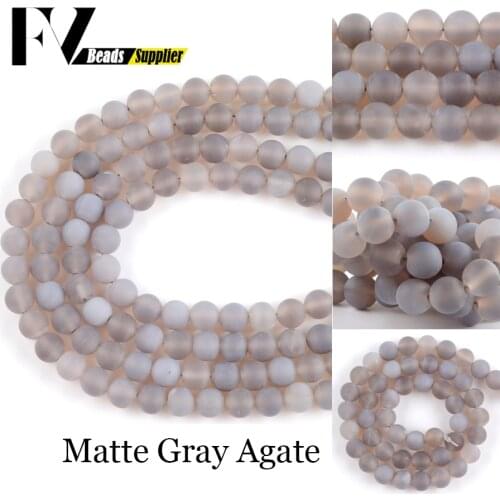 Natural Stone Beads Matte Gray Agates Round Loose Spacer Beads For Jewelry Making Diy Bracelet Necklace Charm 4/6/8/10/12mm 15