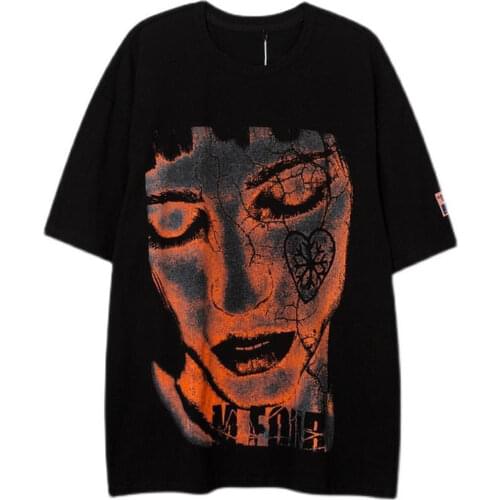 Black Devil Gothic T Shirt Streetwear Girls Funny Cotton T-Shirt Summer Harajuku Tshirt Short Sleeve Tops Tee White Ins Shirt