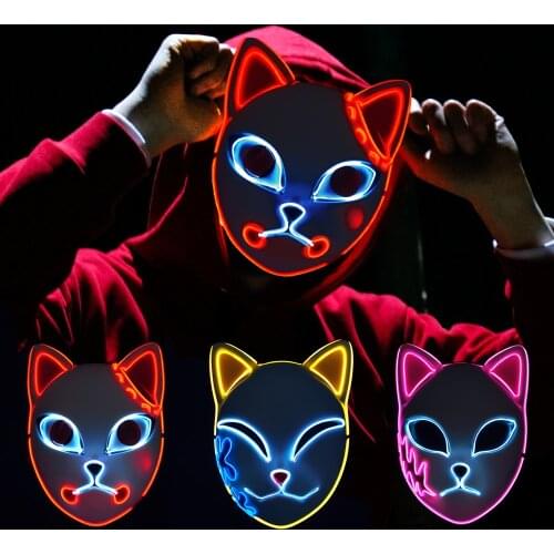 Demon Slayer Tanjirou Mask Sabito Mascarilla Anime Masks Makomo Cosplay Masques Halloween Costume Mascaras LED