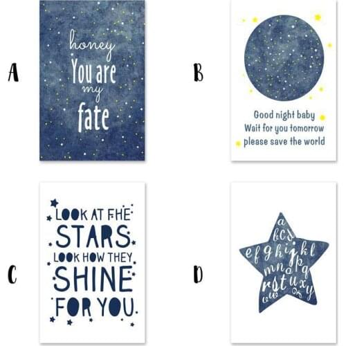 Starry Sky English Decorative Painting Bedroom Living Room Sofa Background Art Painting Posters Prints Kids Room Decor Nursery