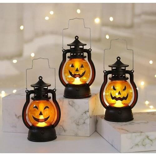 Halloween Pumpkin Skull LED Pony Lantern Decoration Prop Creative Holiday Bar Party Light LED Childrens Pumpkin Oil Lamp Prop