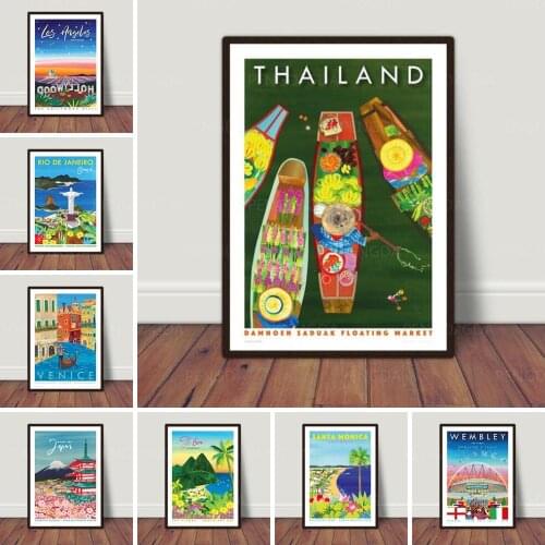 Art Print Modular Nordic Jesus Boat River Painting House Building Scenery Canvas Poster No Frame Bedroom Decor Home Wall Picture