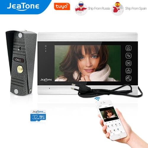 JeaTone WiFi Tuya Smart Video Door Phone Intercom System Home Wireless Video Intercom with 720P/AHD 110° Wired Doorbell Camera